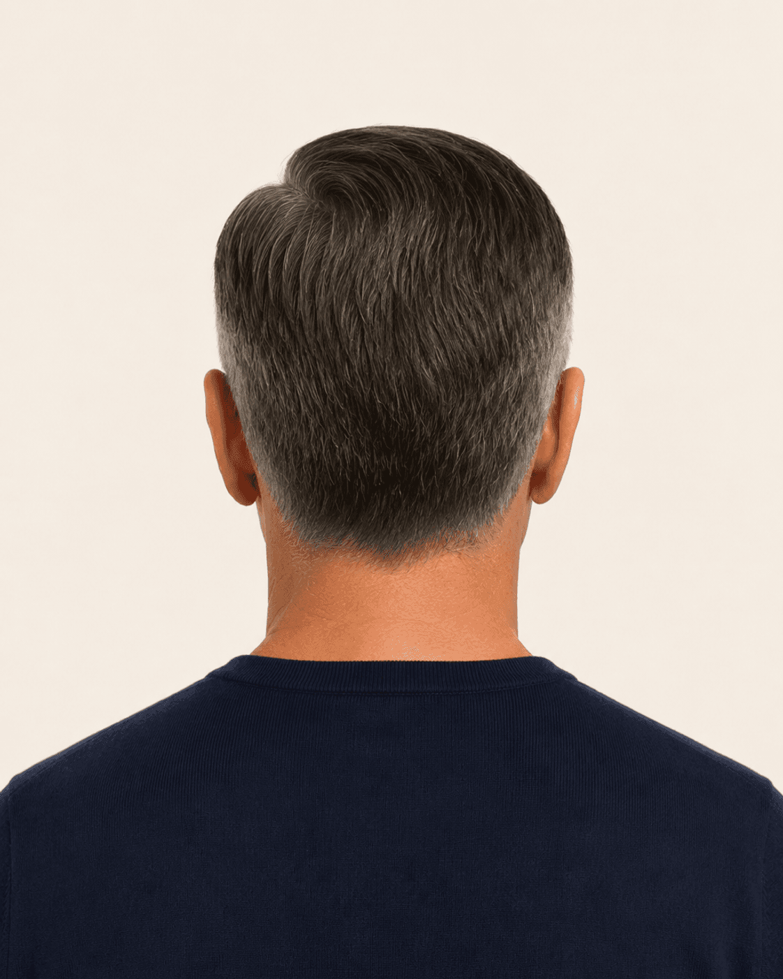 Rear view of a classic side part showing the part continuing at the back