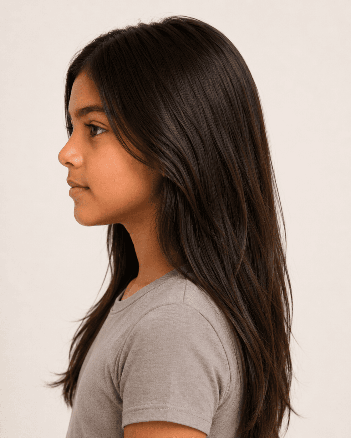 Side profile of a long layered cut