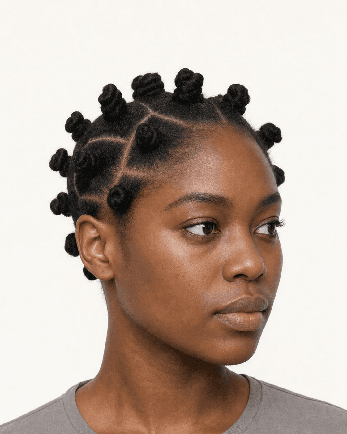 Bantu Knots with Clean Parting