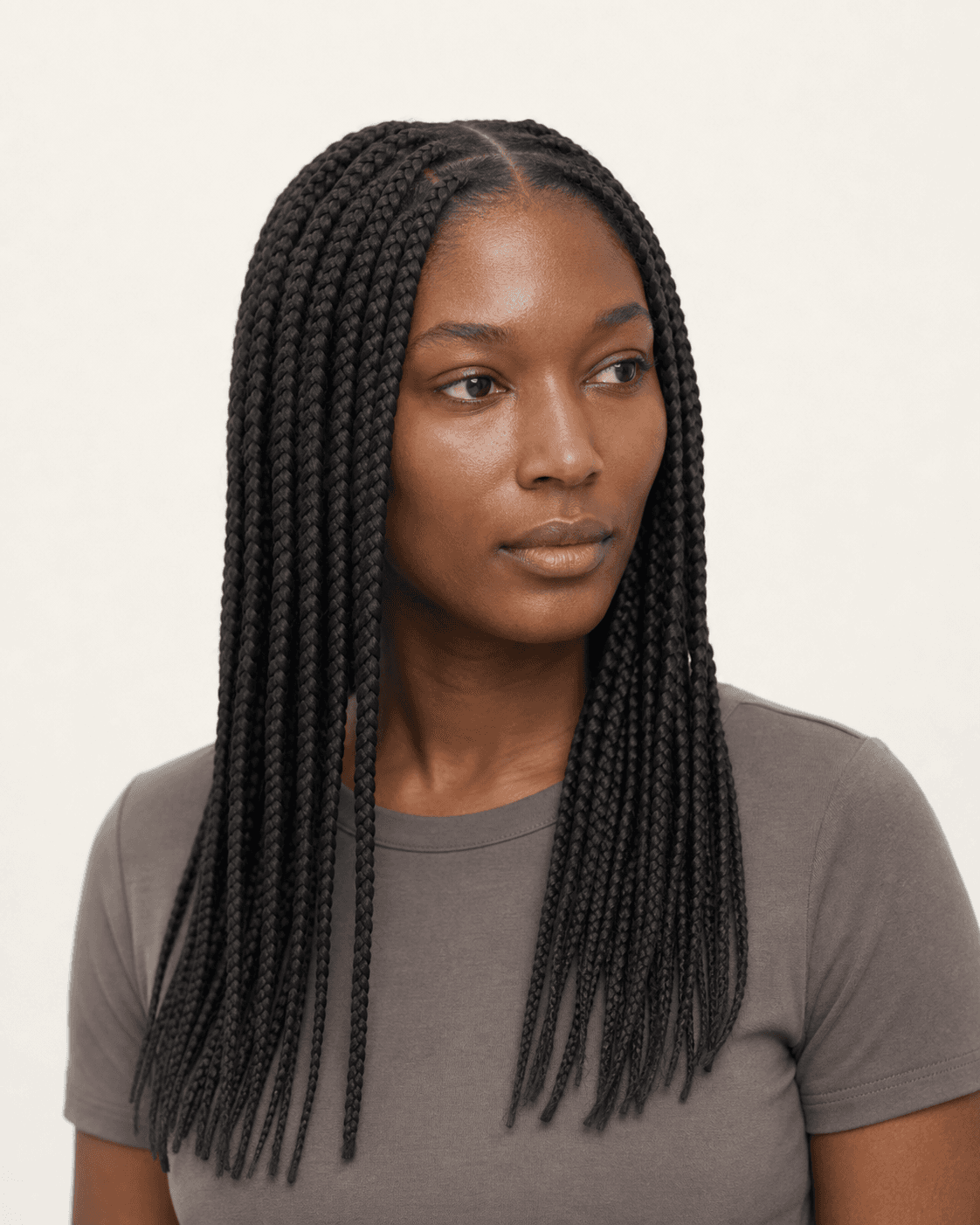 Medium Knotless Box Braids with Center Part